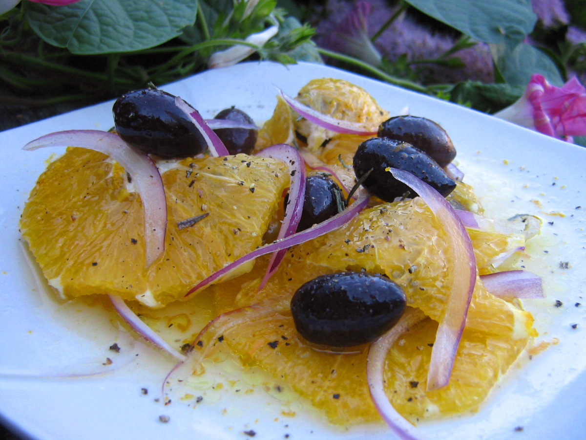 Orange, Red Onion, and Black Olive Salad image