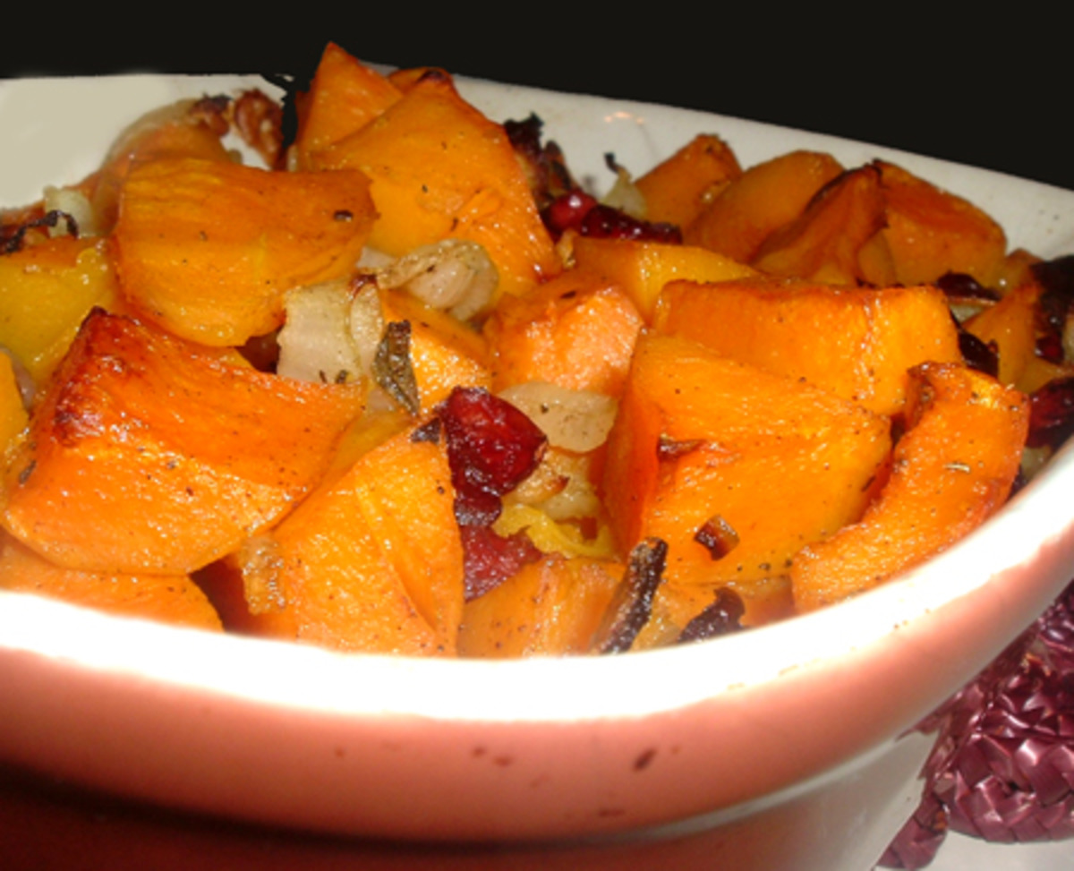 Roasted Butternut Squash with Cranberries and Ripe Olives