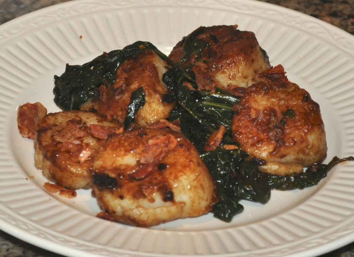 Pan-Seared Scallops With Spinach Recipe - Food.com