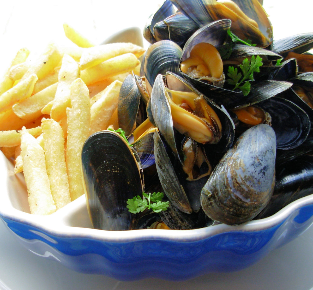 Moules Frites - French/Belgian Bistro Style Mussels and Chips image