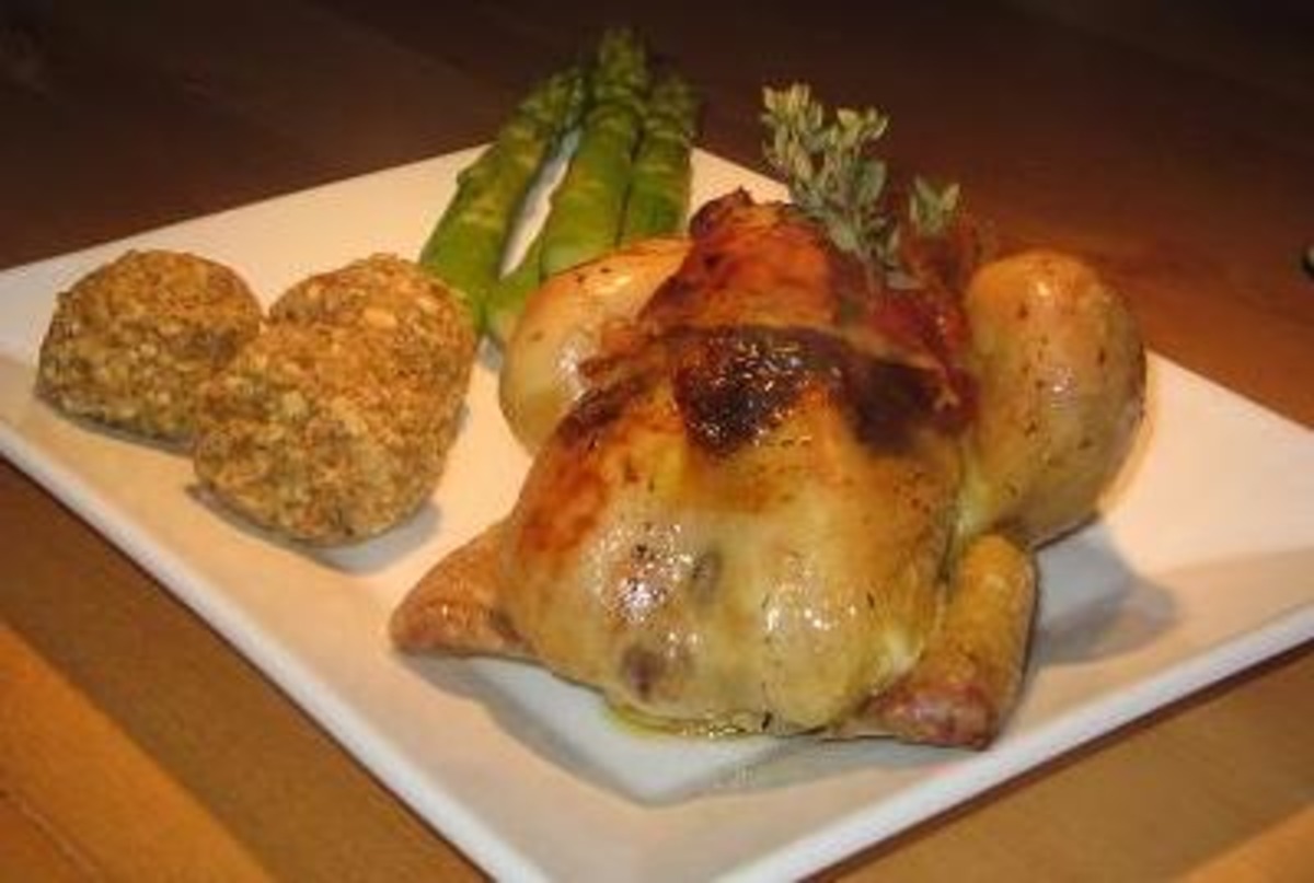 Spatchcocks With a Herb Butter and Sage and Bacon Sauce_image