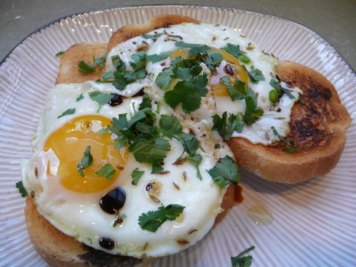 Fried Eggs With Coriander, Cumin and Balsamic Vinegar image