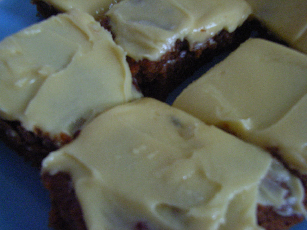 Fruit Cake Slice With Lemon Icing.