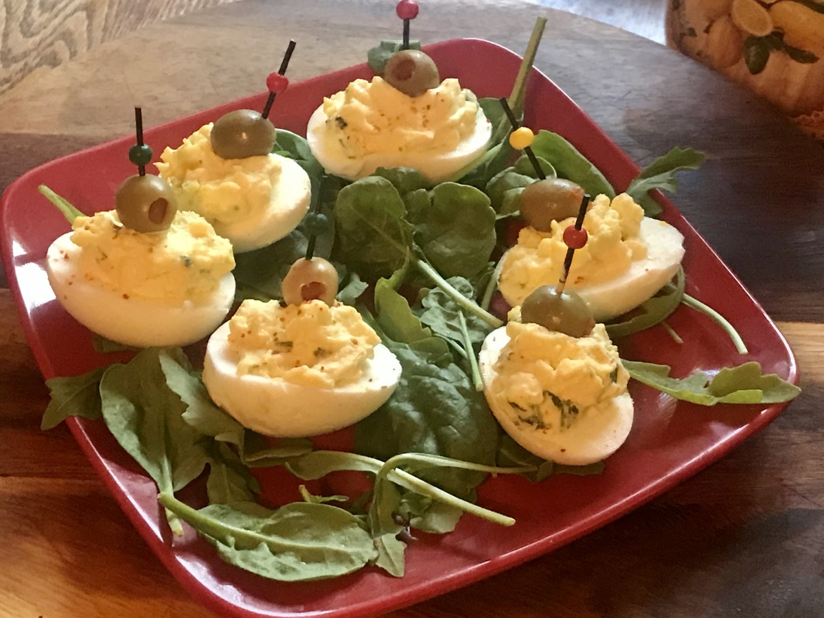 Dirty Martini Deviled Eggs