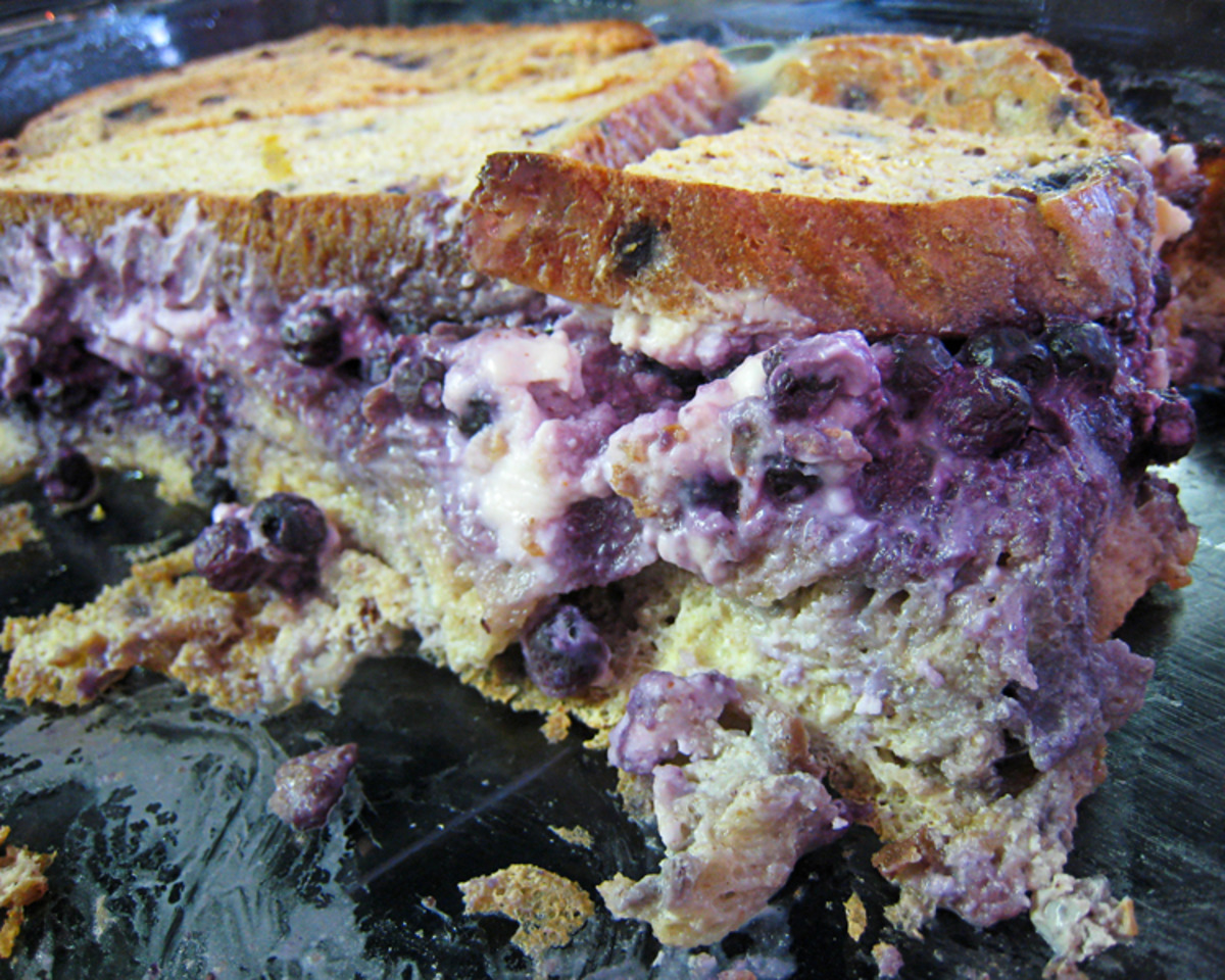 Blueberry Cream Cheese Stuffed Baked French Toast