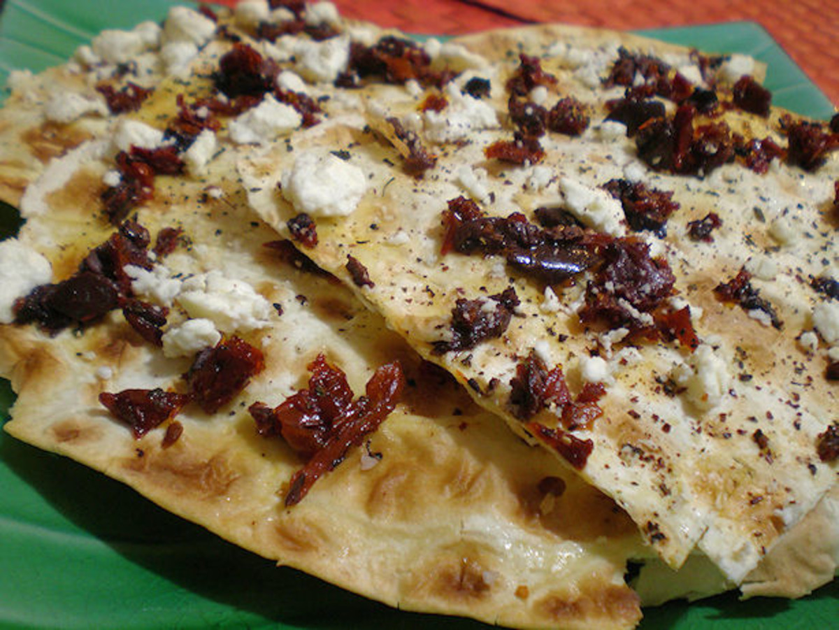 Lavash Pizza With Hummus, Feta and Sun-Dried Tomatoes image