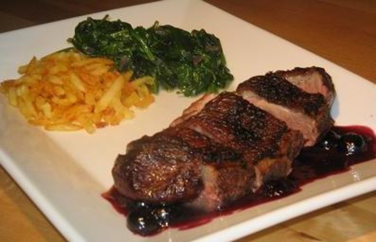 Duck Magret With a Blueberry Port Sauce
