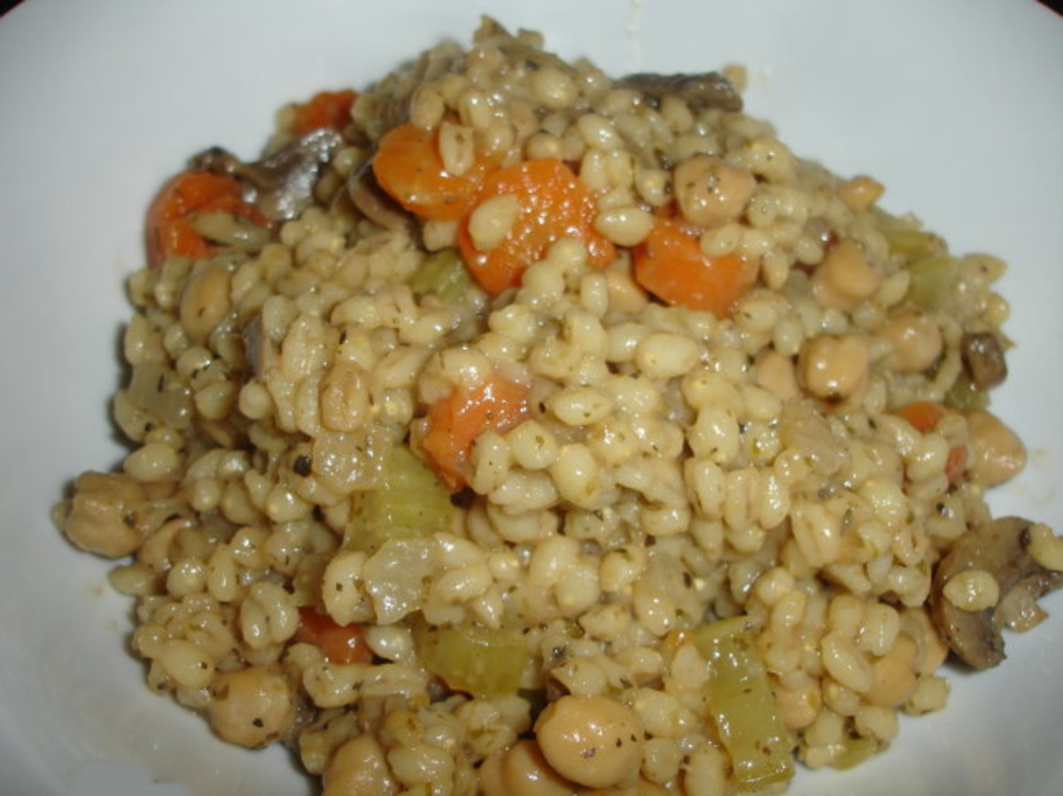 Chickpea and Vegetable Barley Bake