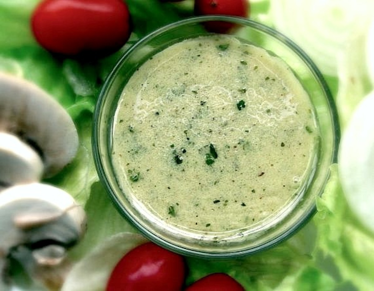 Almost-Empty Dijon Mustard Jar Vinaigrette Salad Dressing image