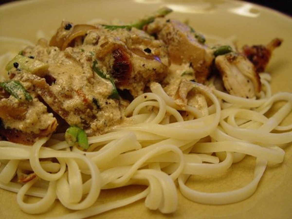 Creamy Chicken on Linguine