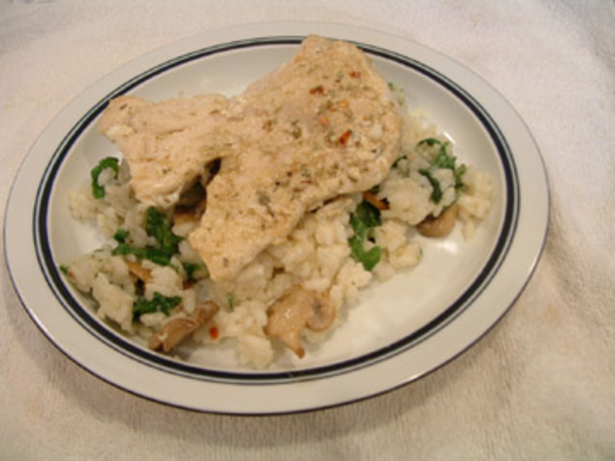 Arugula and Mozzarella Arborio (Risotto) With Grilled Chicken
