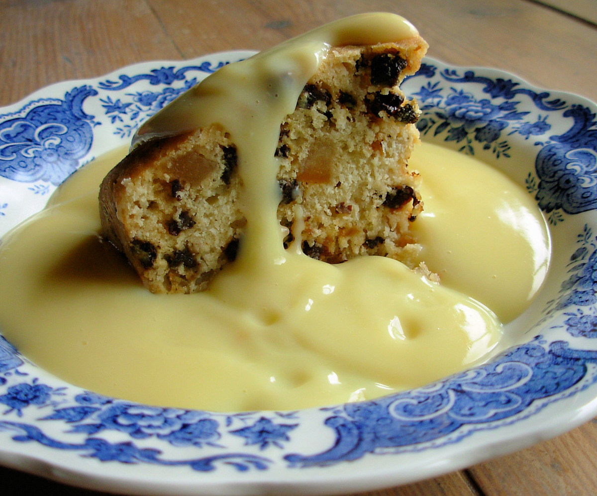 Steamed British pudding with fruit and spices