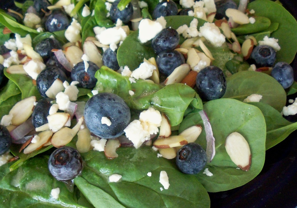 Greens With Blueberries Feta And Almonds Recipe Cheese Food Com