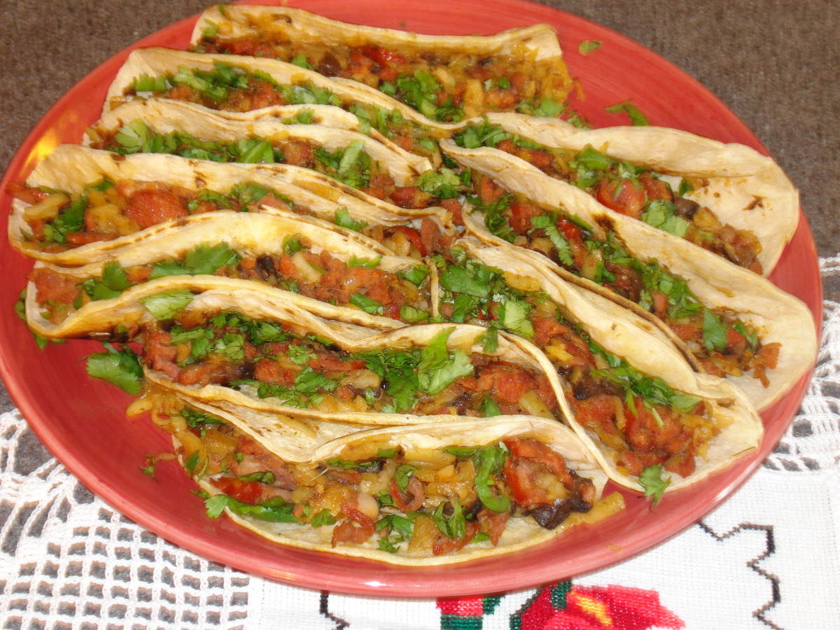 Chorizo, Potato, and Mushroom Tacos image