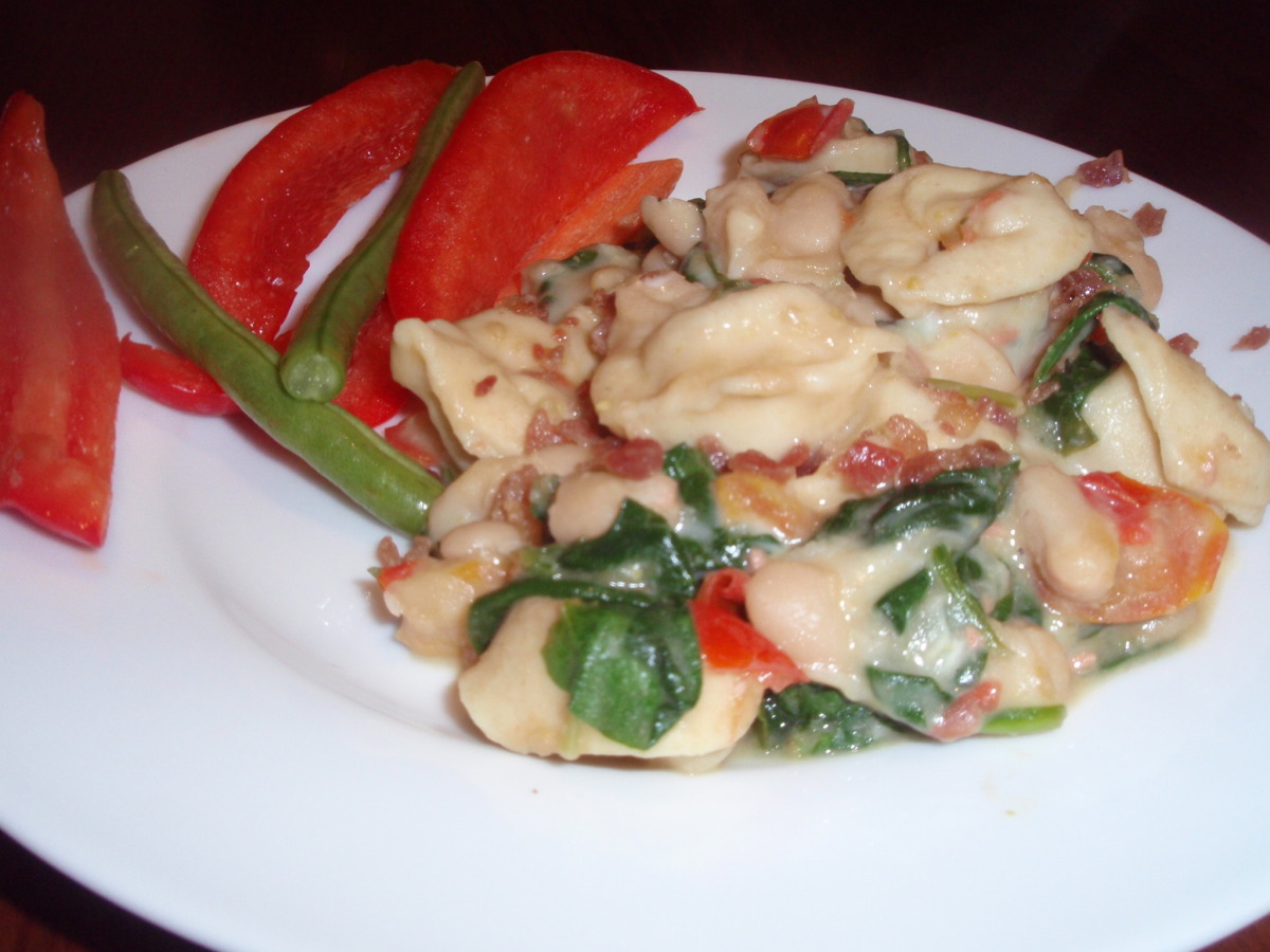Beans, Bow Ties, Spinach & Cheese