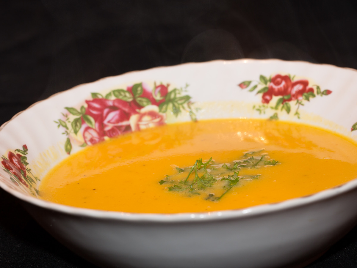 Pumpkin and Salami Soup (K&uuml;rbissuppe Mit Salami)