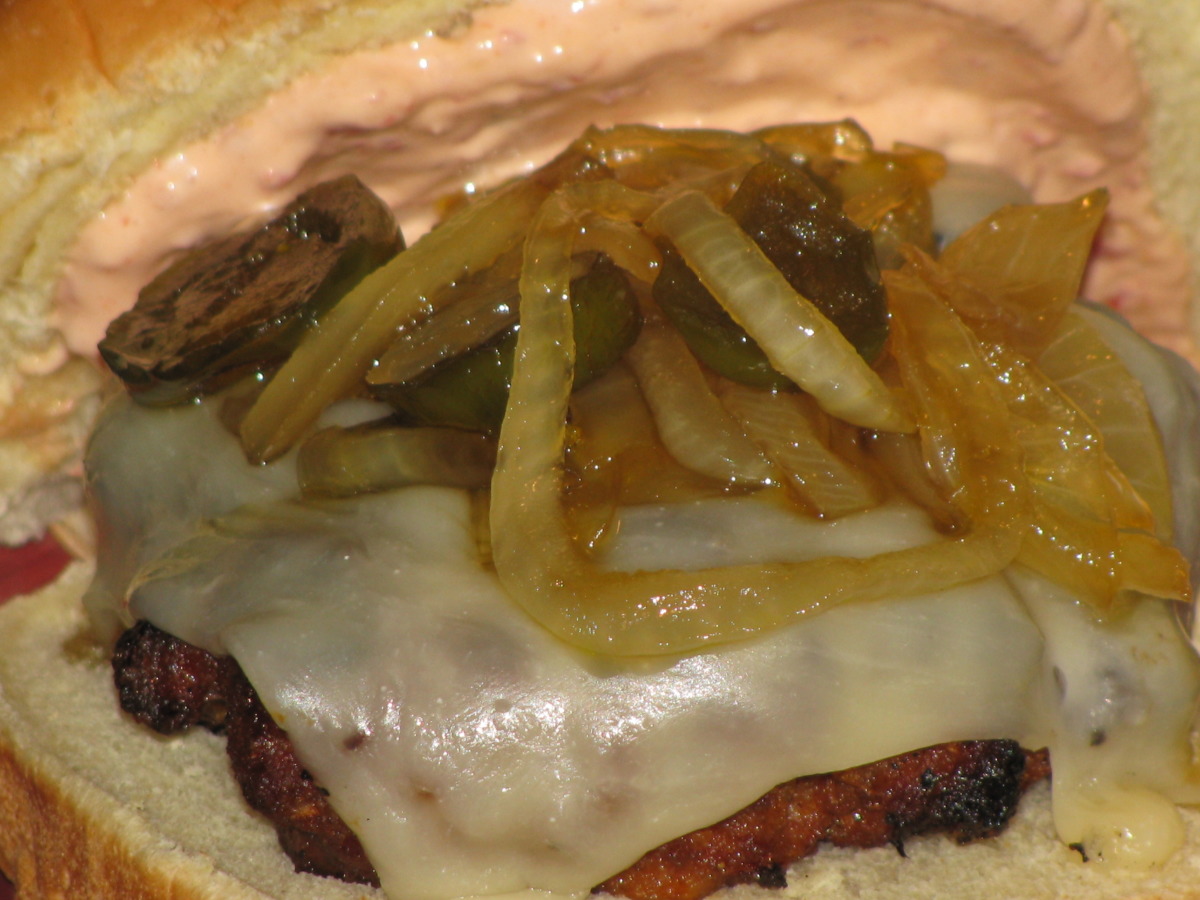 Latin Burgers With Caramelized Onion & Jalapeno Relish_image