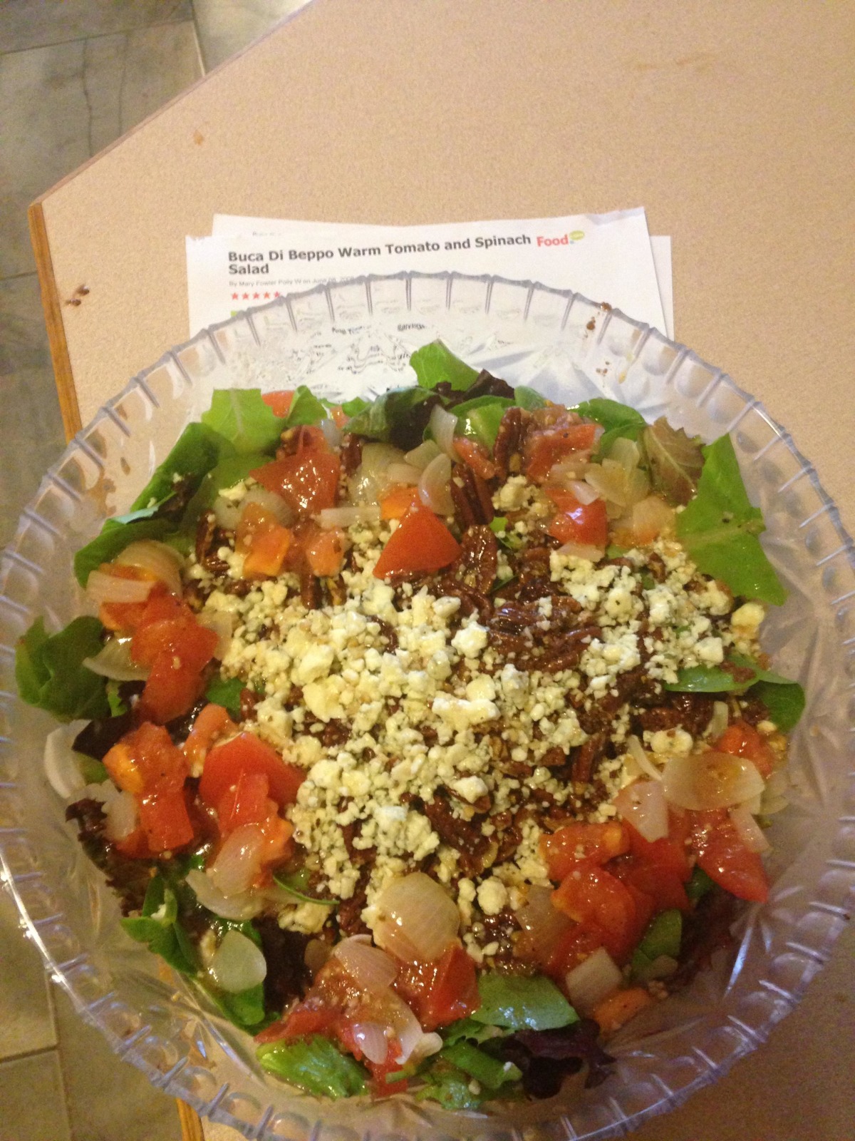 Buca Di Beppo Warm Tomato and Spinach Salad