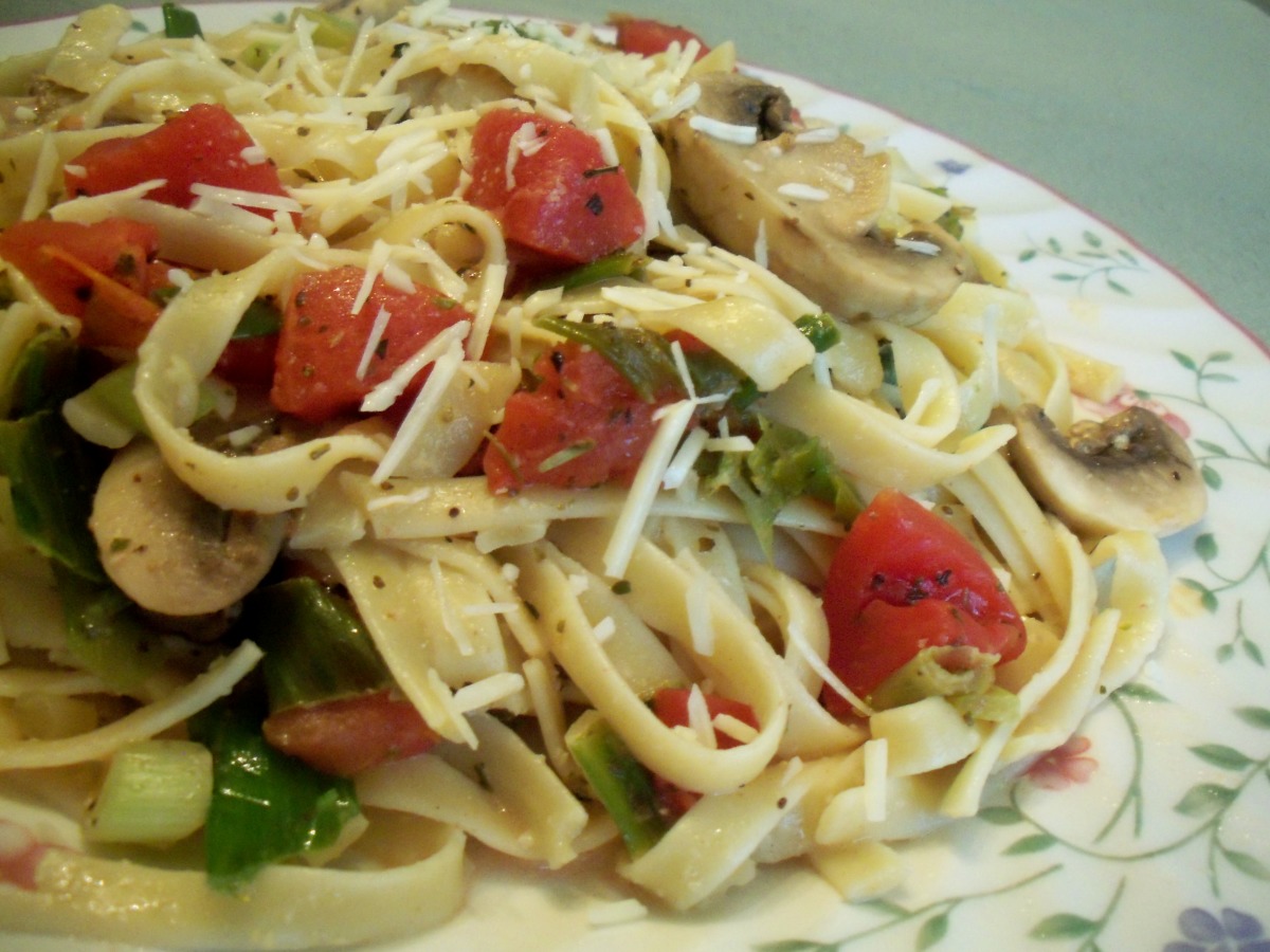 Fettuccini With Garlic, Green Onions & Mushrooms