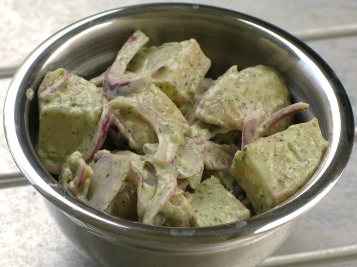 Garlicky Cilantro Roasted Potato Salad