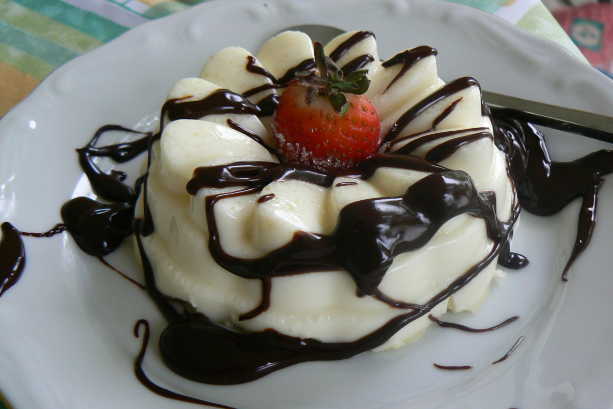 White Chocolate Panna Cotta With Dark Chocolate Sauce_image