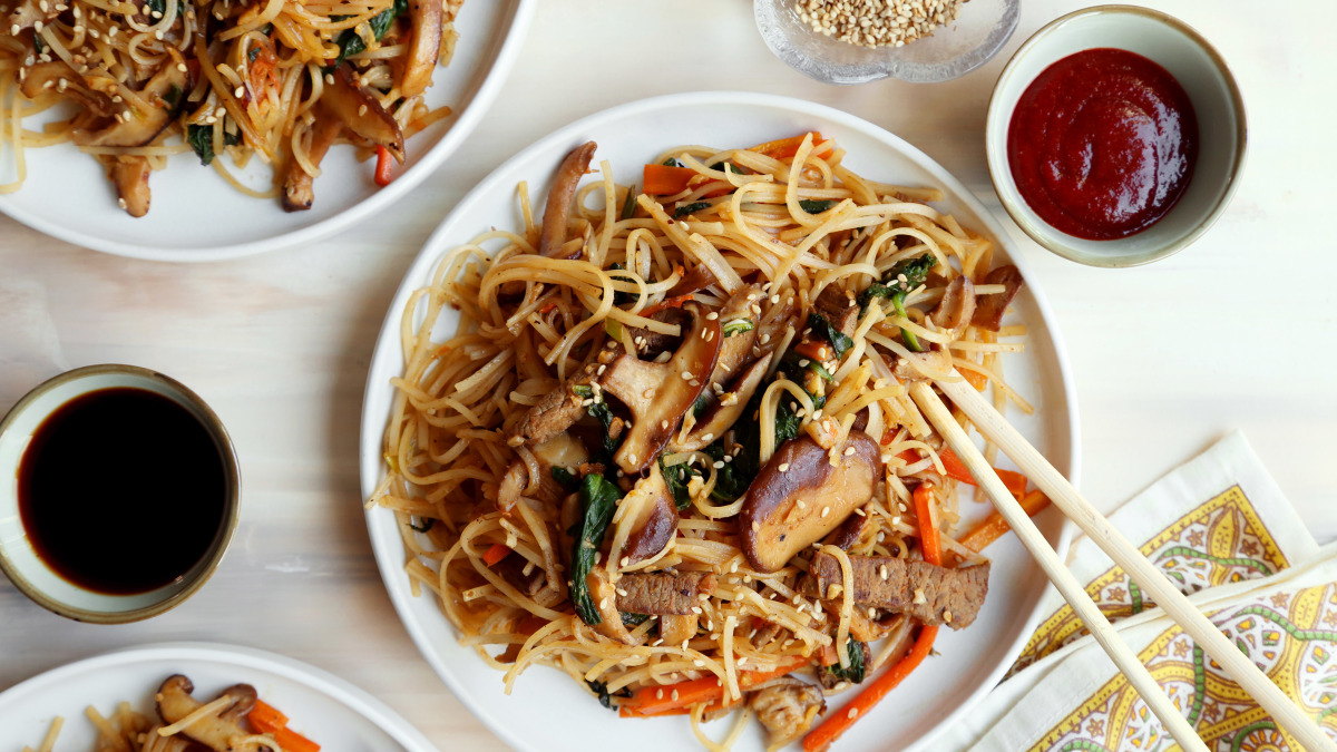 Chapchae (Noodles With Beef and Mixed Vegetables)