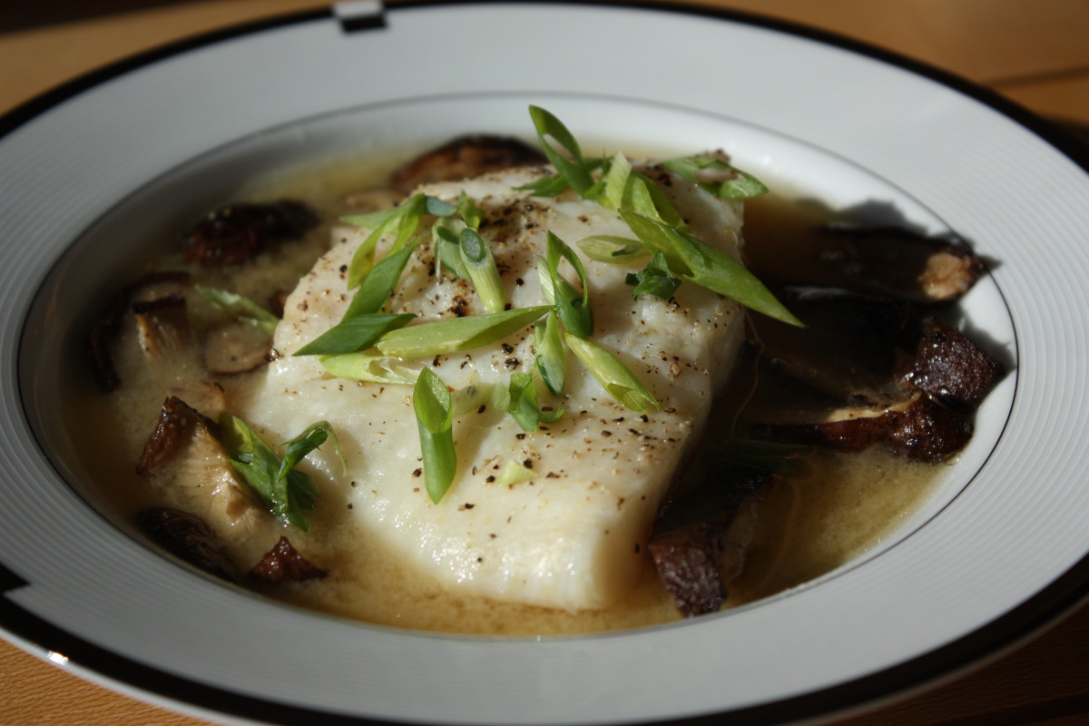 Roasted Cod With Shiitake Mushrooms in Miso Broth Recipe
