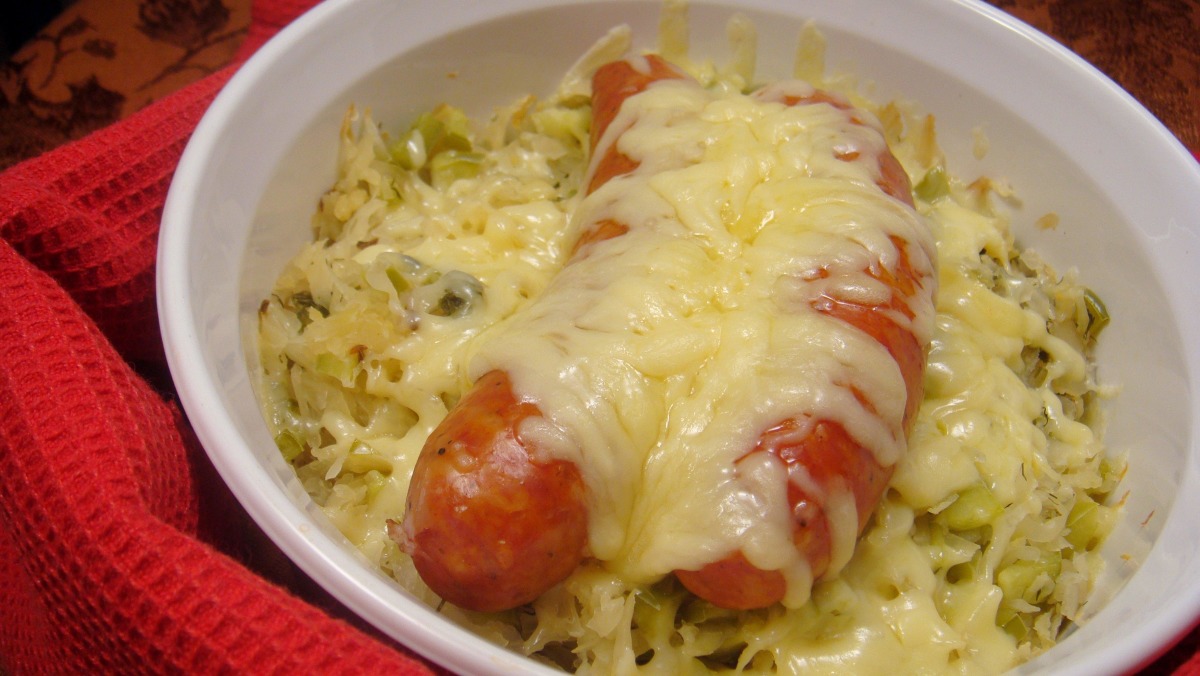 Cheesy Smoked Sausage & Sauerkraut Casserole! Recipe