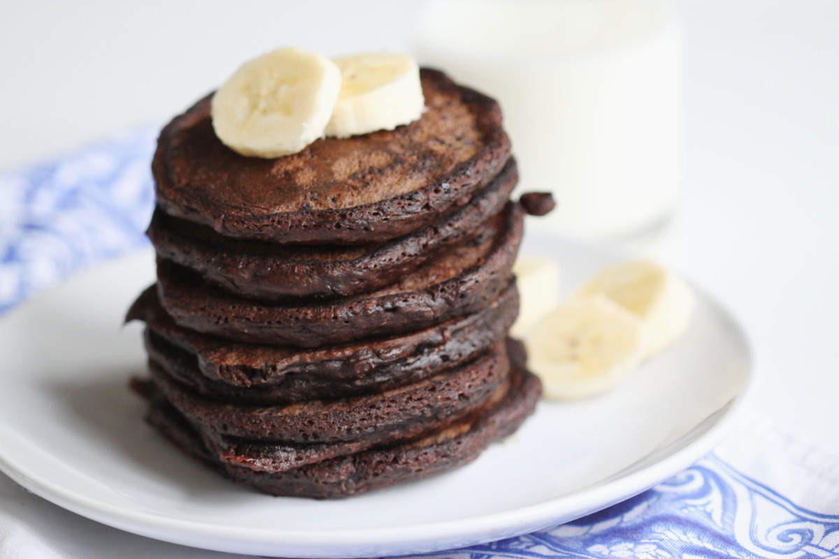 Healthy Cocoa Chocolate Chip Banana Pancakes-image