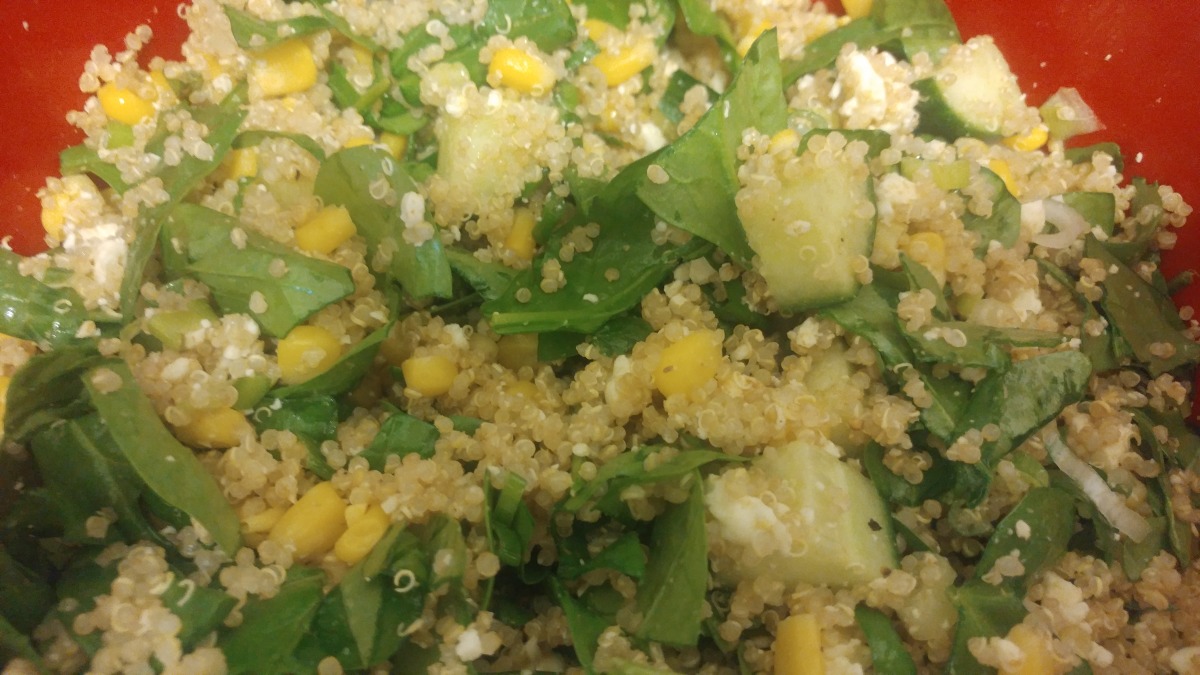 Quinoa Feta Spinach Salad Recipe Food Com