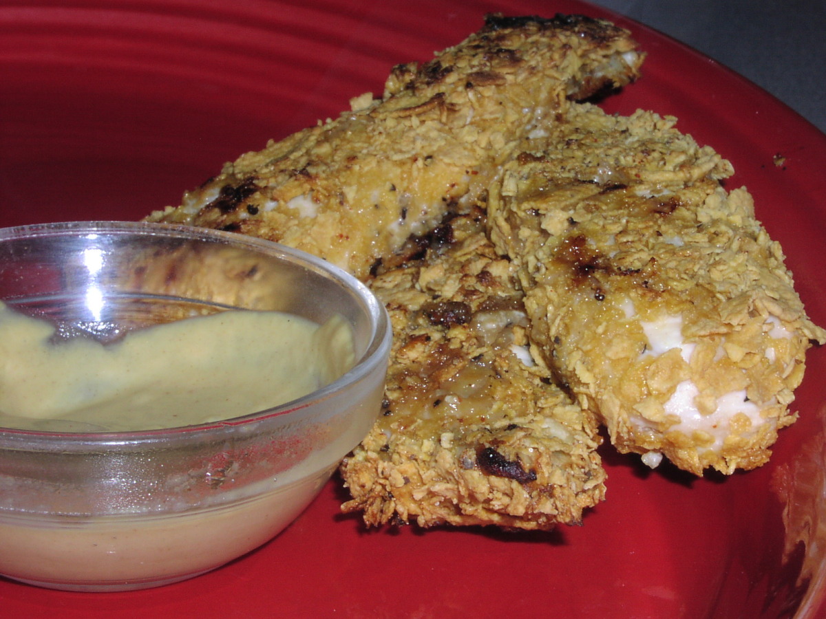 LowFat Cornflake Chicken Tenders With Honey Mustard Sauce Recipe