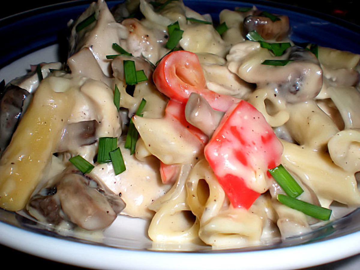 Creamy Olive Chicken Bake With Red Peppers and Mushrooms
