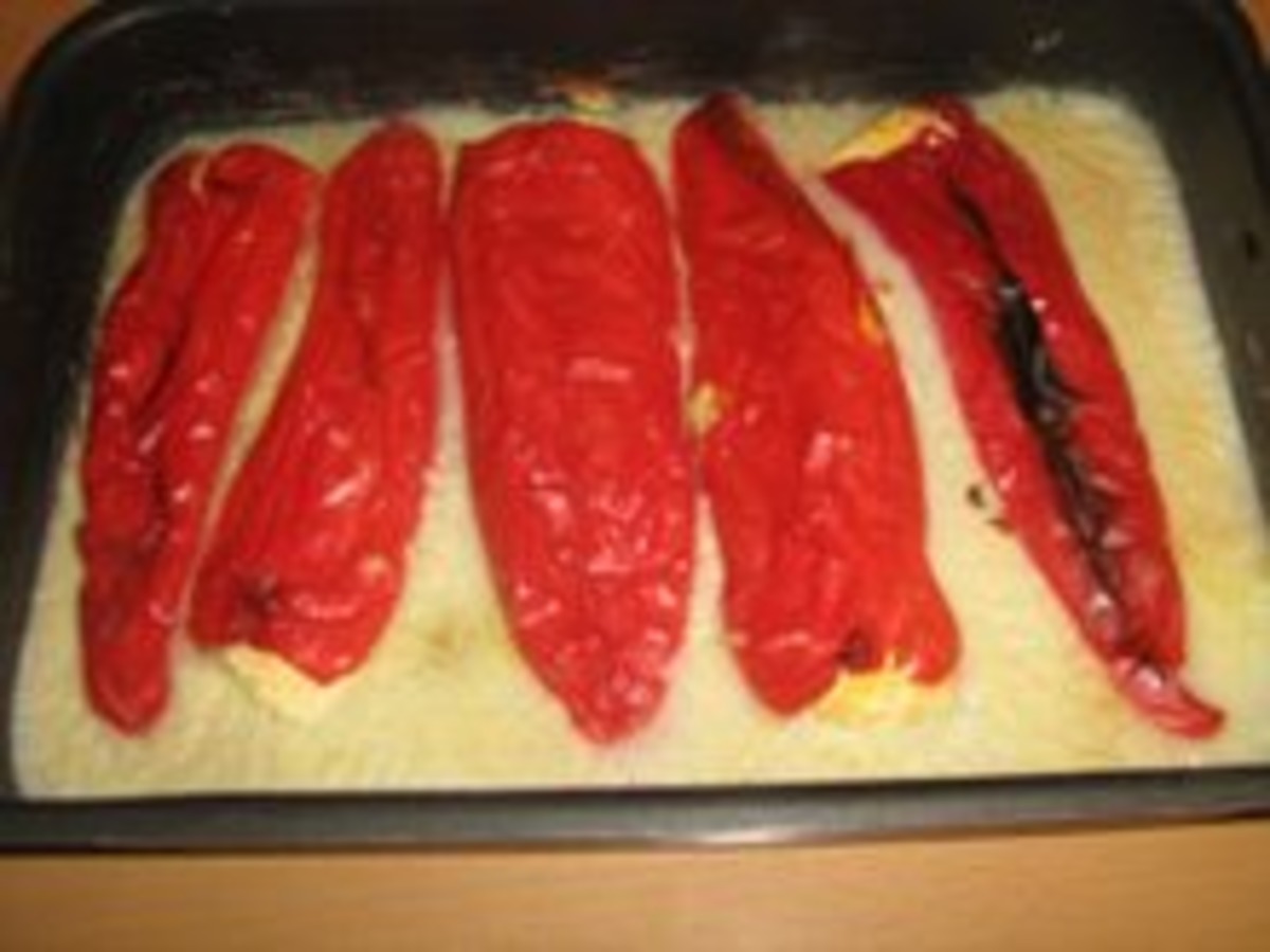 Bulgarian Stuffed Red Peppers With White Sauce