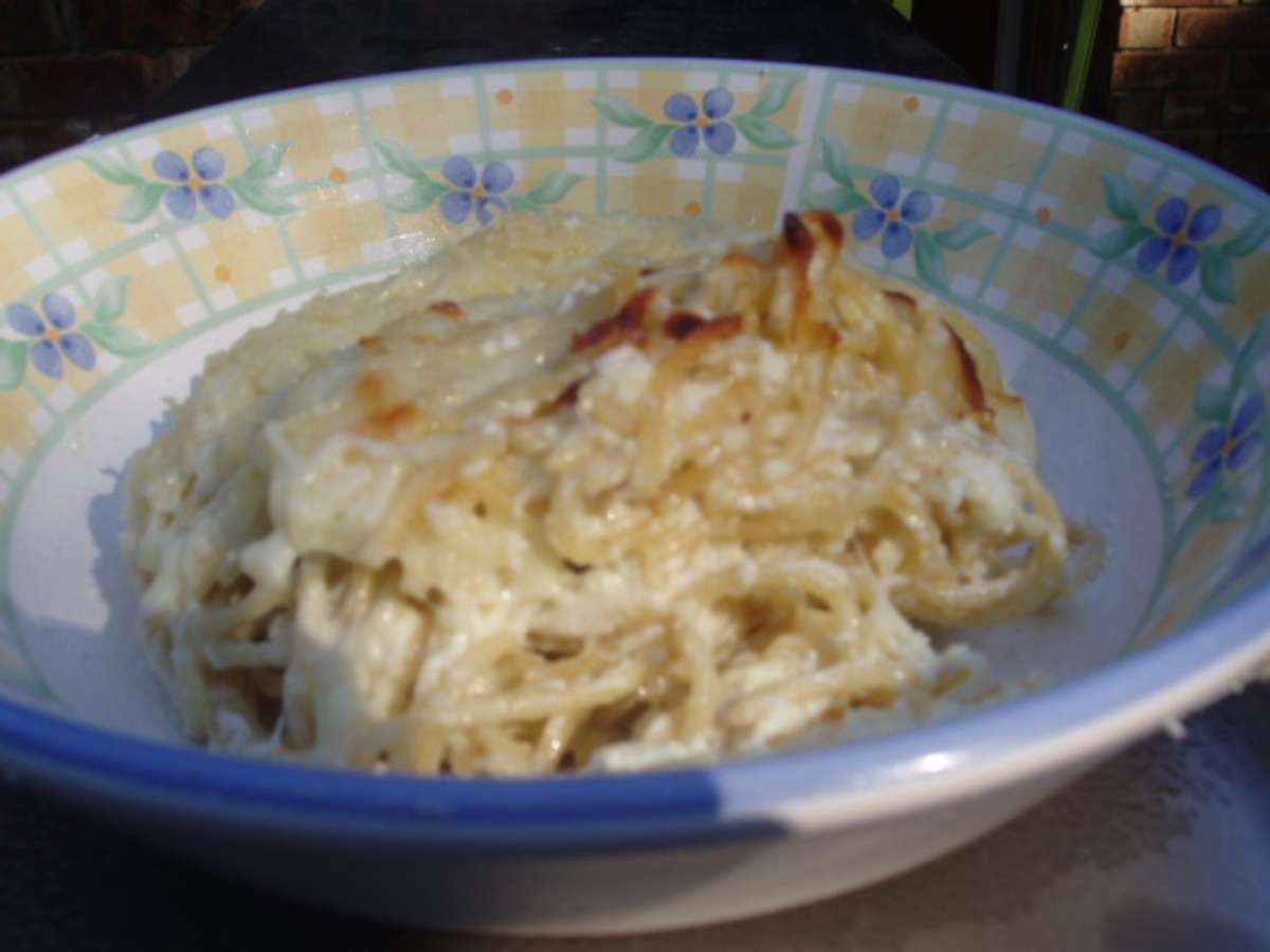 Four Cheese and Pesto Italian Baked Spaghetti image