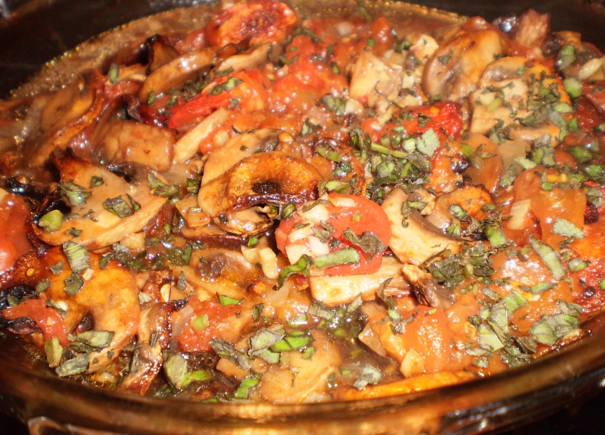 Grilled Mushroom, Tomato and Basil Salad