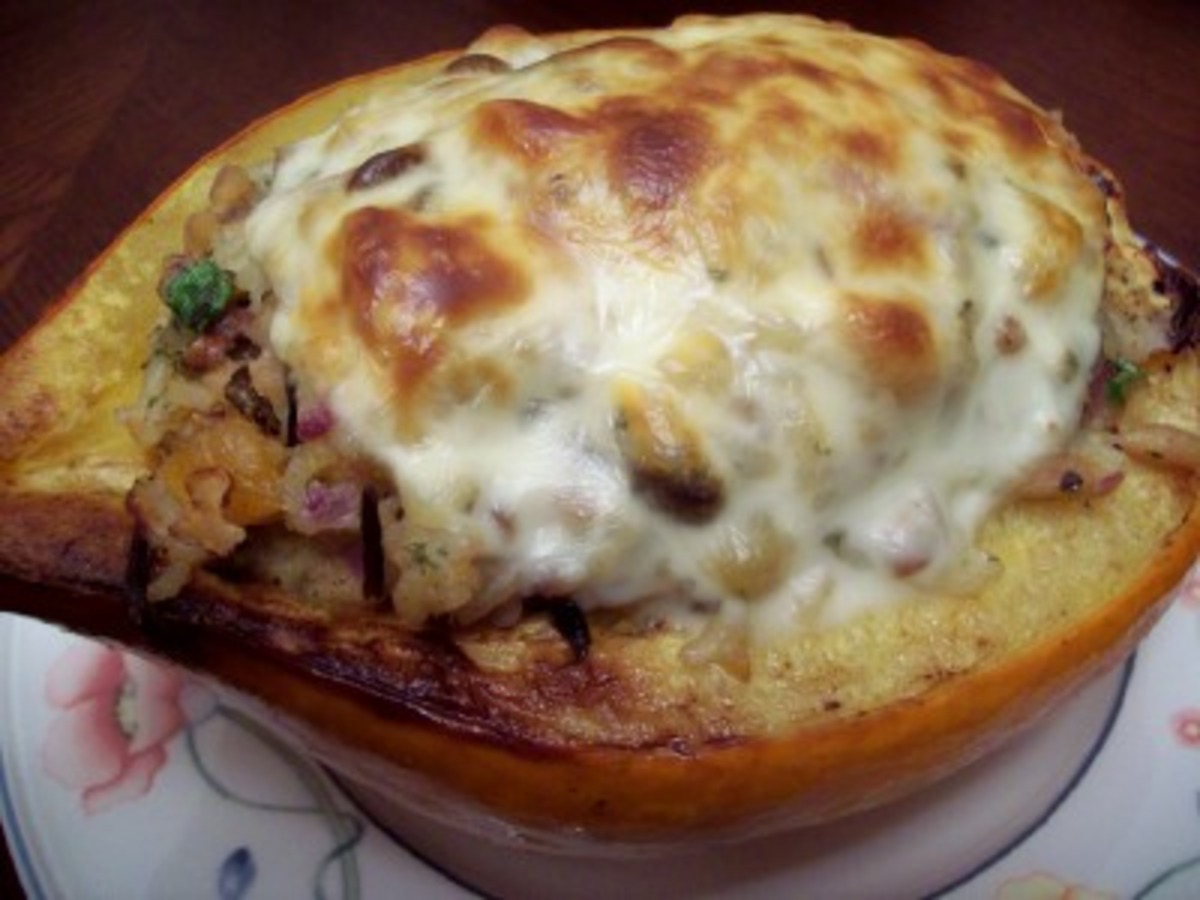 Wild Rice, Cherries, Apricots and Cheesy Stuffed Acorn Squash_image