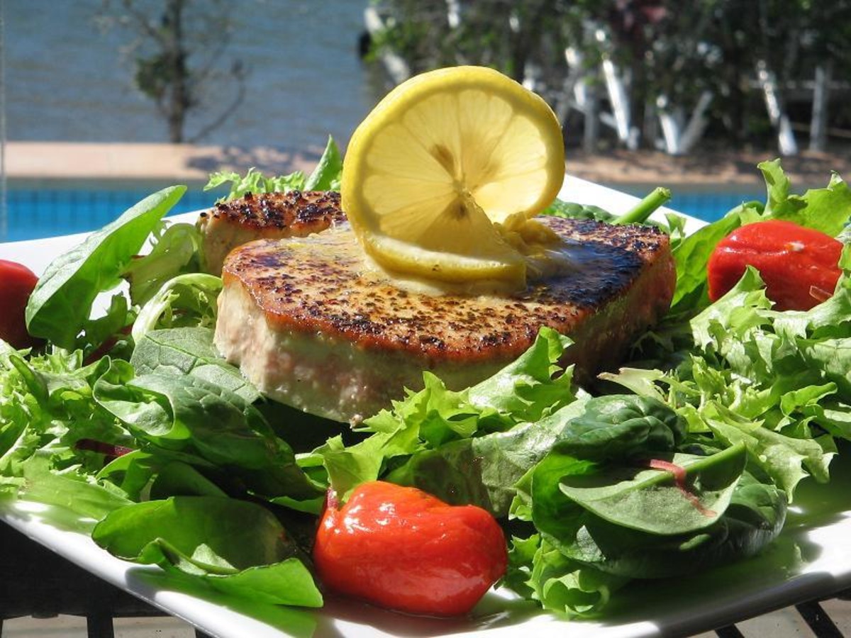 Tuna steak marinade lemon top