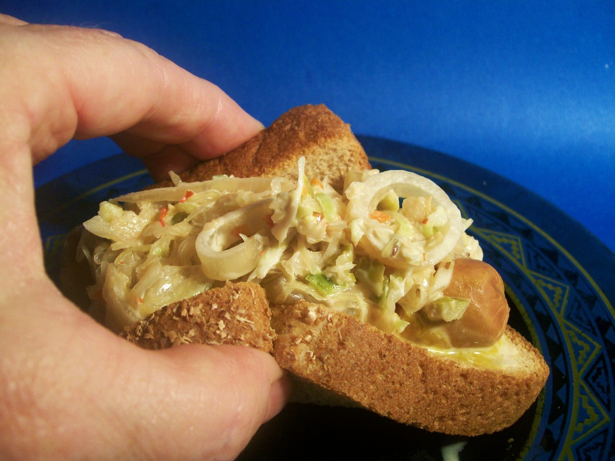 Honey Brats With Sweet-And-Spicy Slaw image