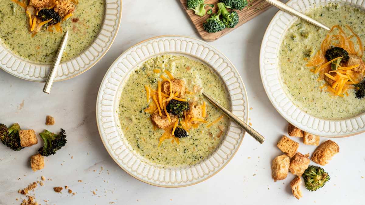 Old fashioned cream shop of broccoli soup