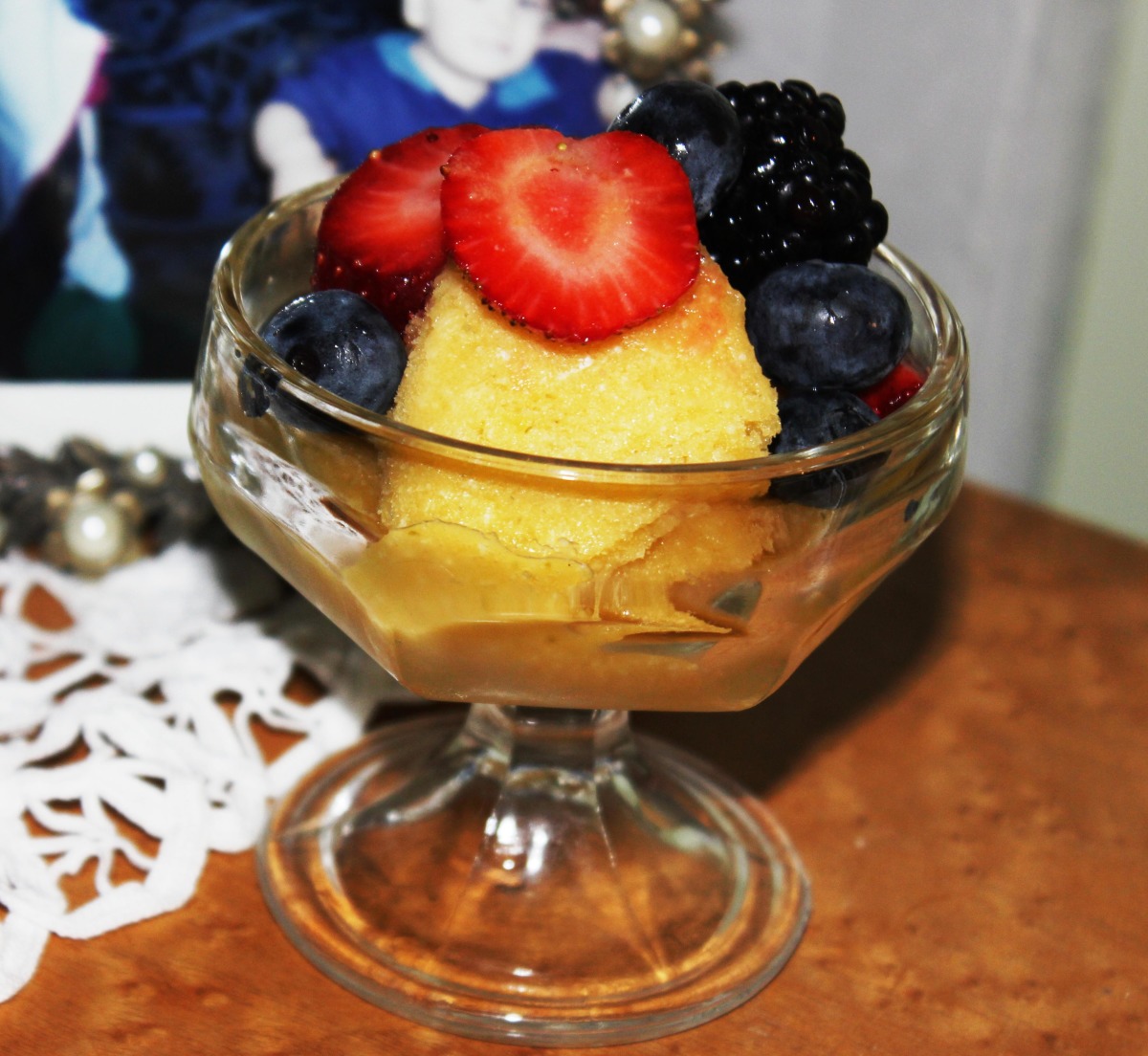 Lime & Mango Sherbet Topped With Fresh Berries image