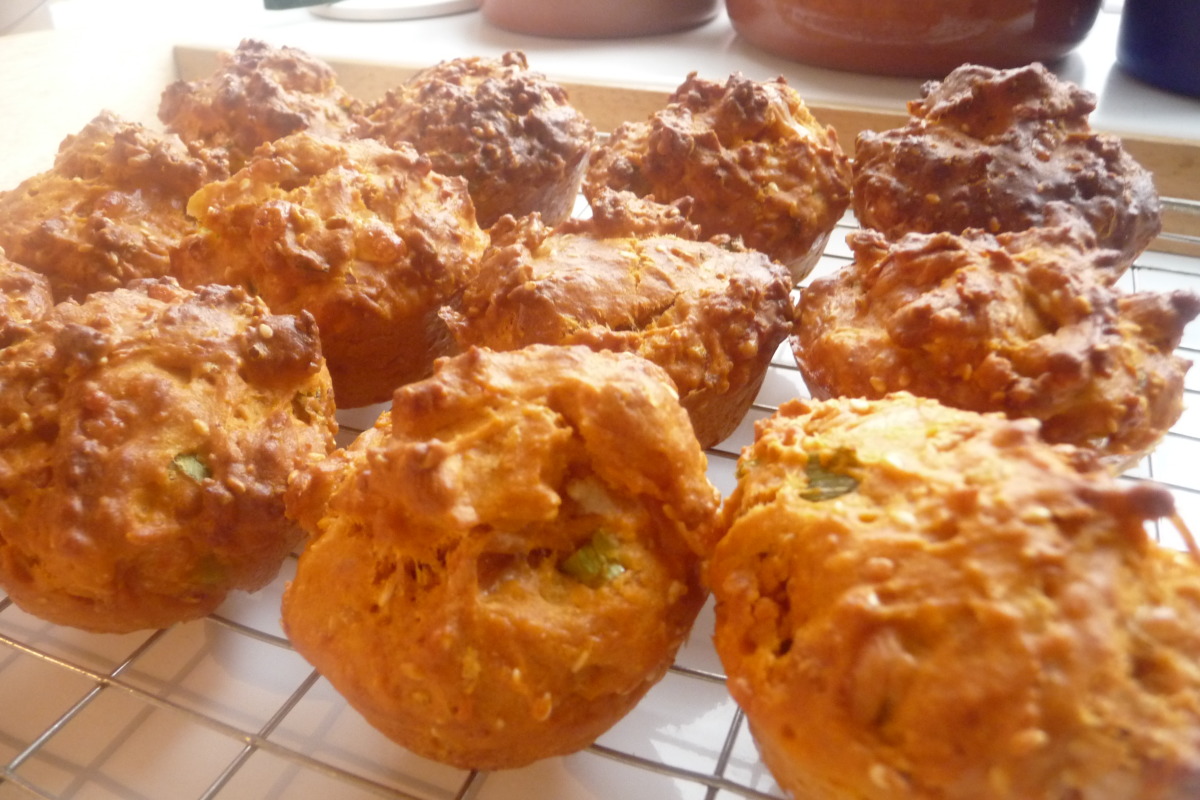 Chickpea Onion Muffins With Sesame Seeds and Cheese