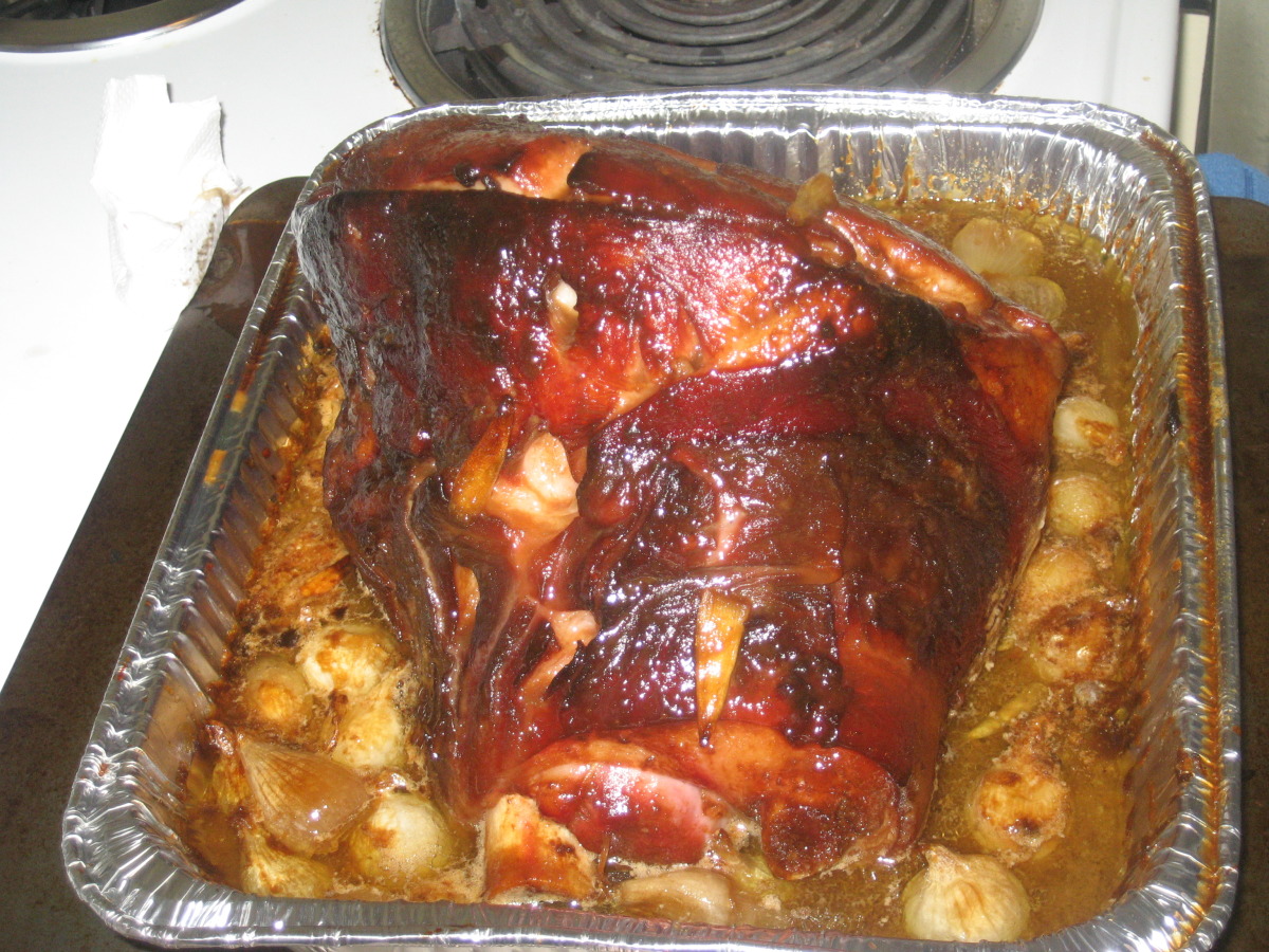 Balsamic And Dijon Glazed Ham With Roasted Pearl Onions Recipe