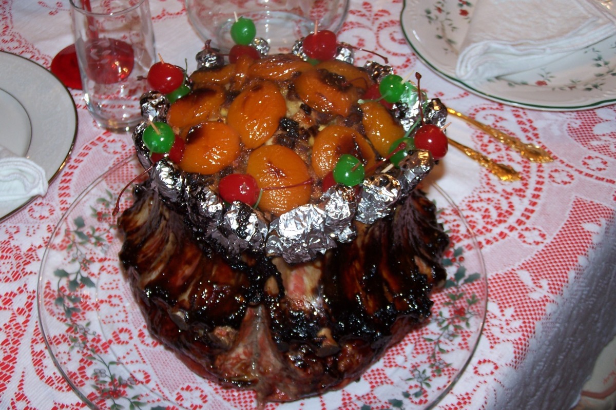 Crown Roast Of Pork With Savory Fruit Stuffing Recipes recipe