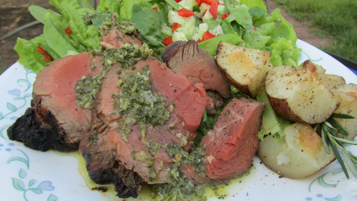 Grilled Beef With Chimichurri Sauce_image