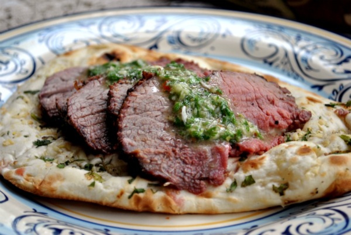 Argentinian Grilled Flank Steak With Chimichurri Sauce_image