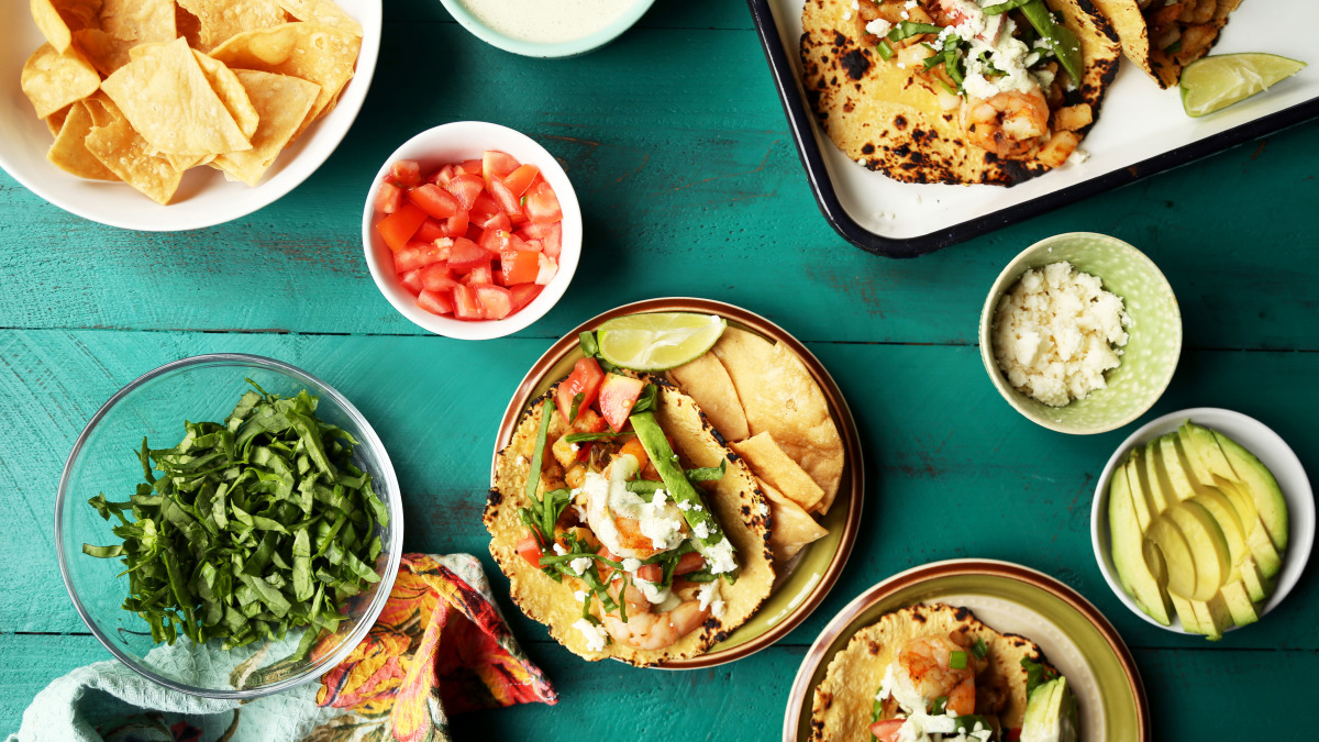 California Style Shrimp & Potato Tacos With Cilantro Crema
