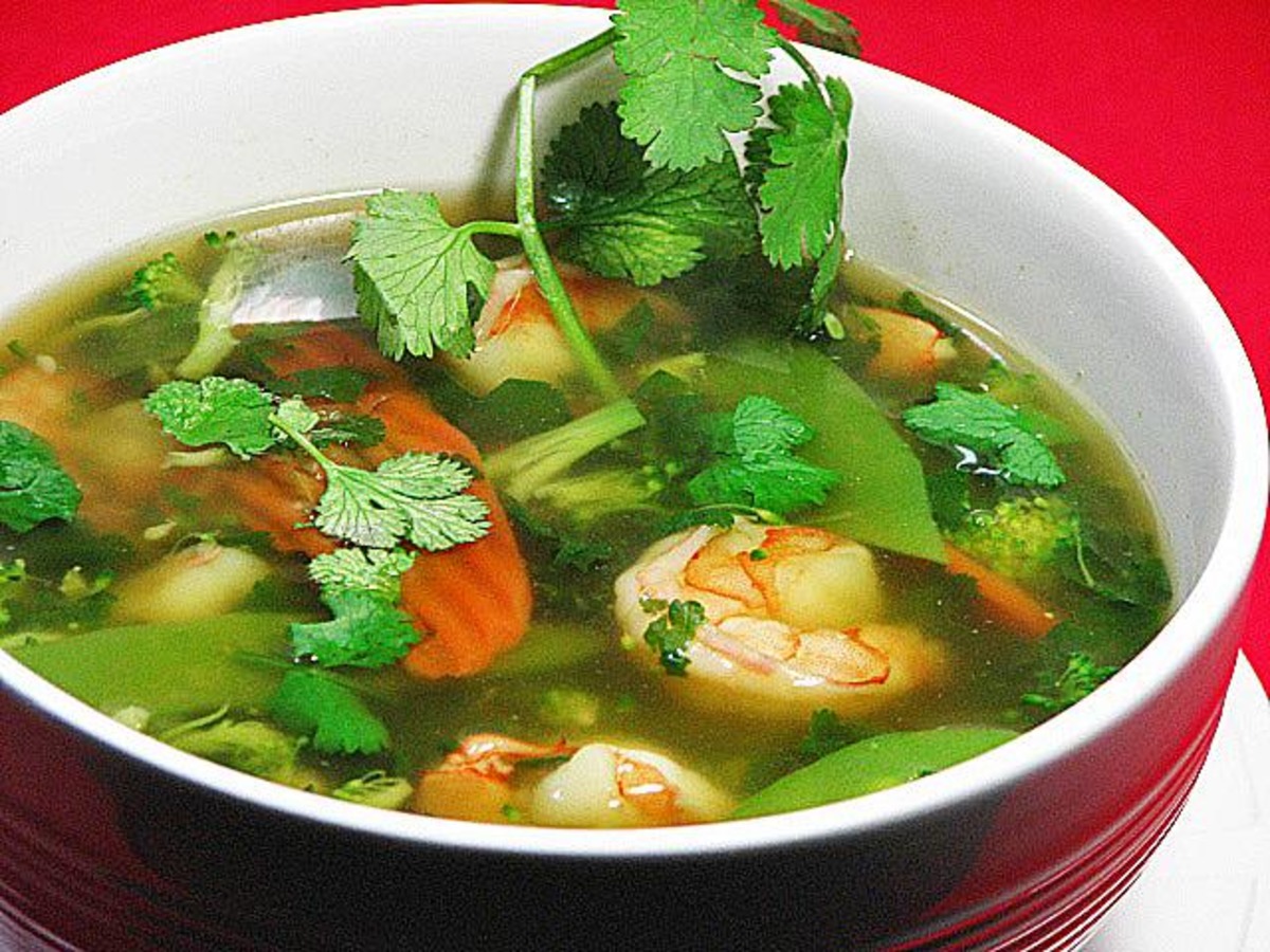 Shrimp in a Spicy Ginger-Cilantro Broth - Clean Eating image