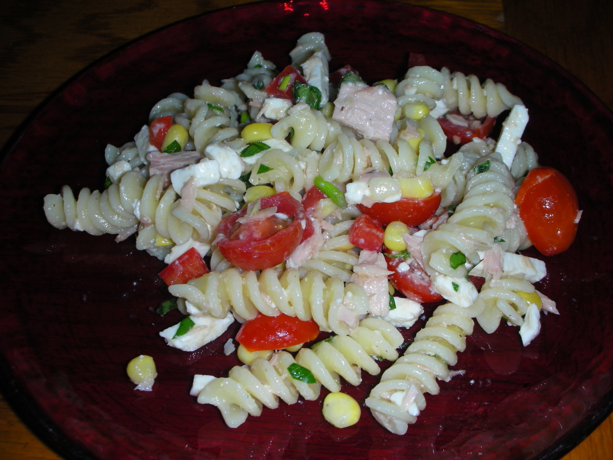 Pasta Salad With Tuna, Corn and Cherry Tomatoes image