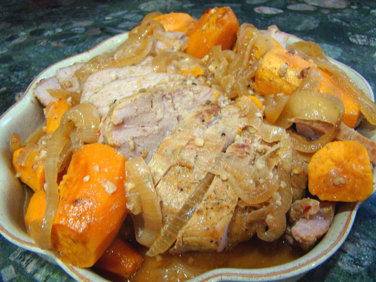 Crock Pot Garlic Pork With Sweet Potatoes image