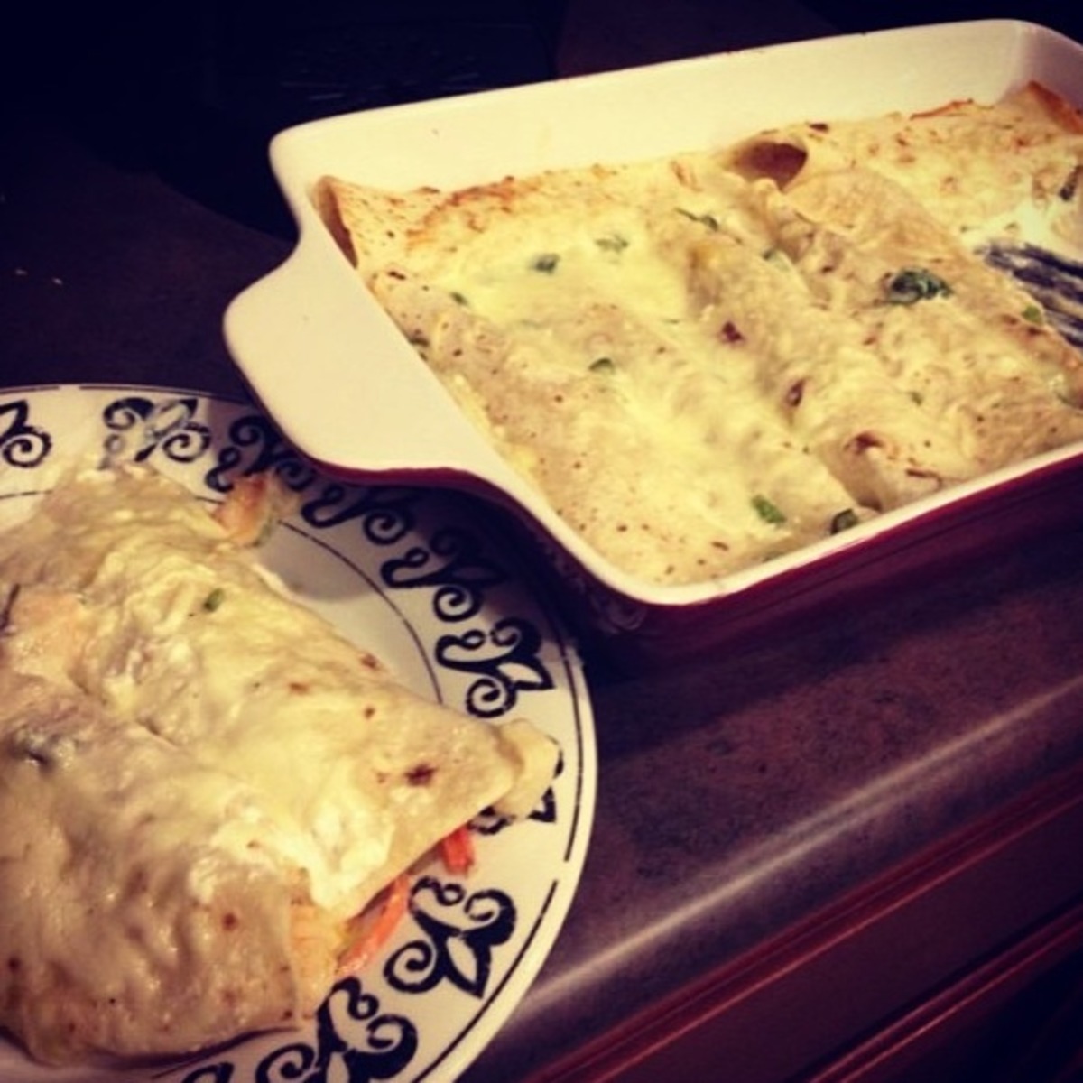 Roasted Shrimp Enchiladas With Jalapeno Cream Sauce_image